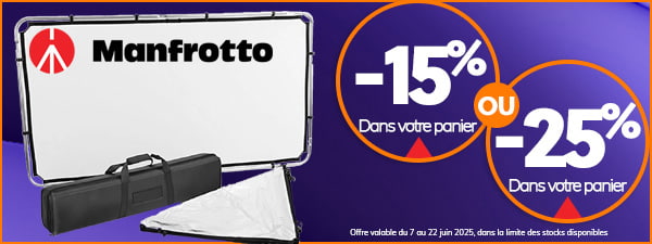 Manfrotto Promos 15% ou 25% dans votre panier